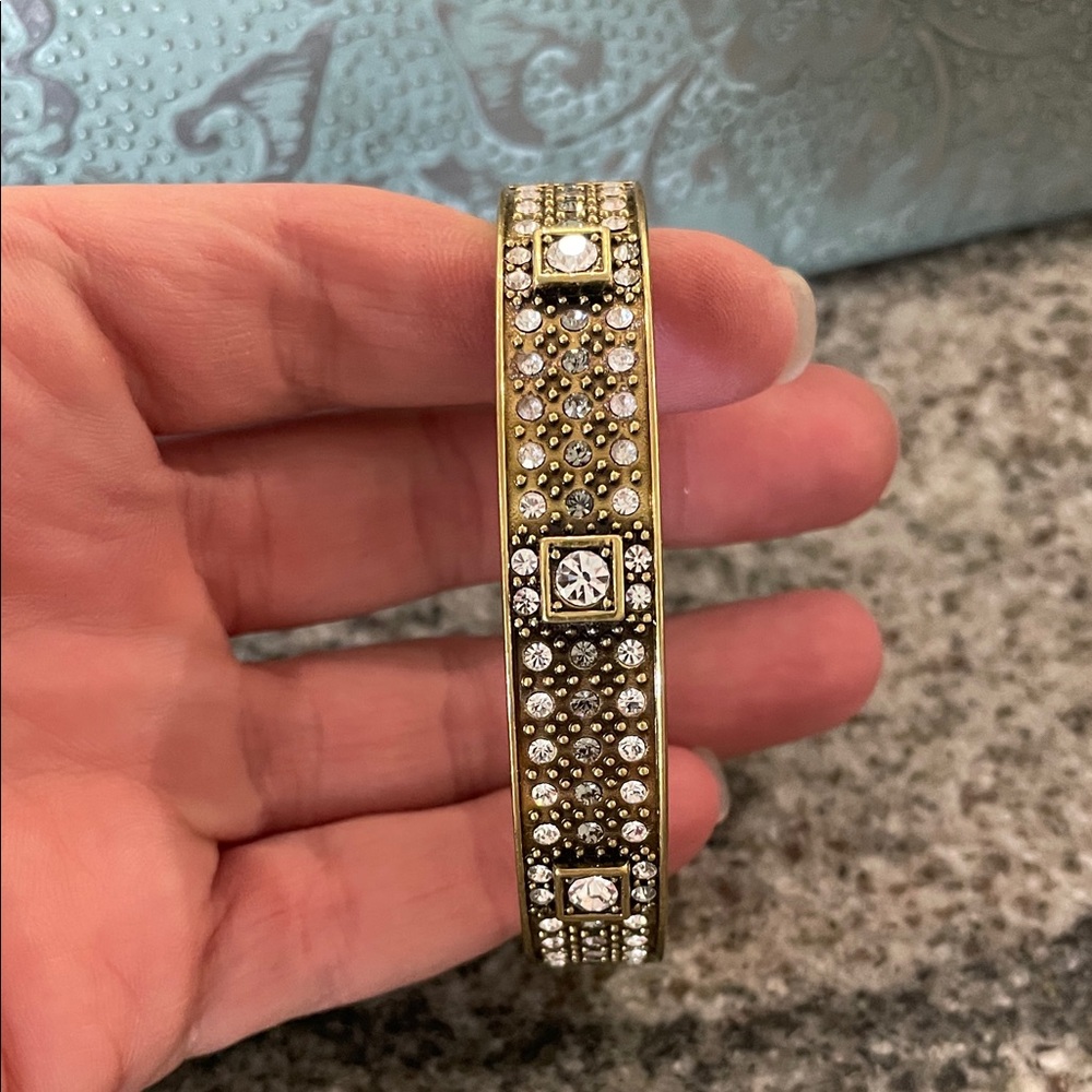 Elegant Gold and Silver Crystal Bangle